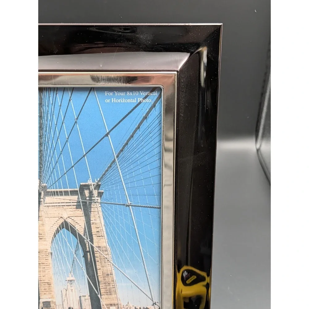 Fetco Home Decor 8x10 Picture Frame Black Silver Chrome 1pc New Old Stock